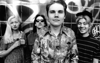 An image of the rock band The Smashing Pumpkins taken in 1993.